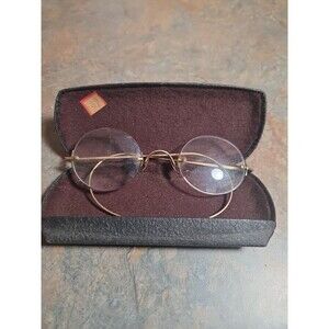Vintage Eyeglasses Rimless SHUR-ON Bridge w/ Case USA